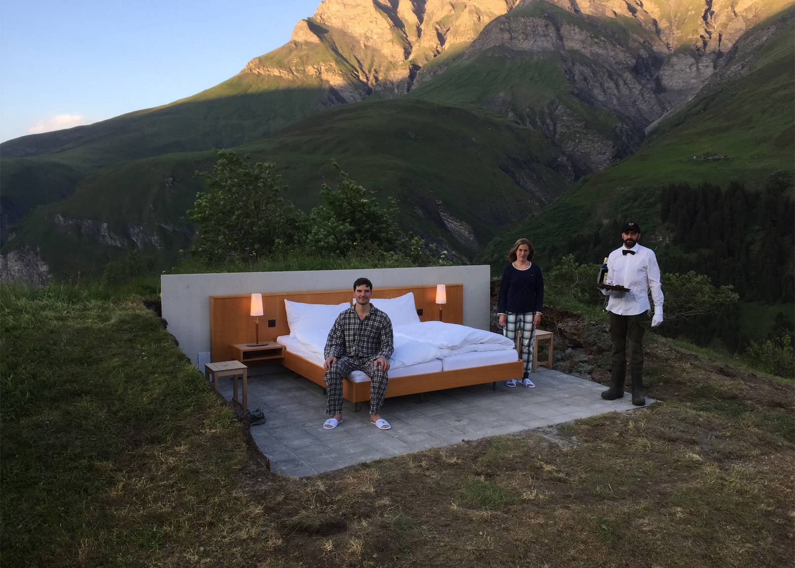 open-air hotel room in the Swiss Alps
