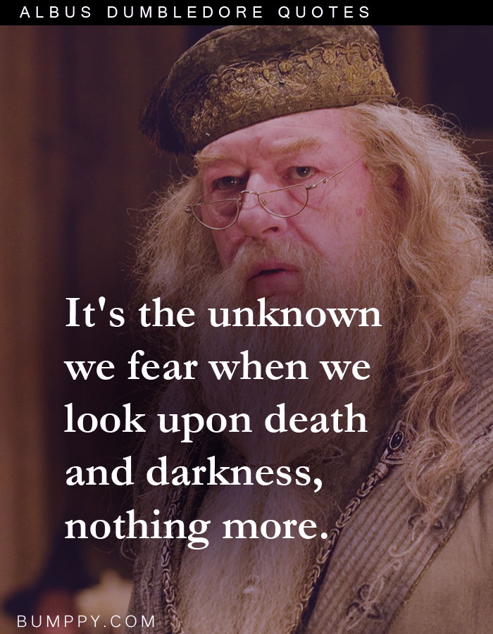 It's the unknown we fear when we look upon death and darkness, nothing more.