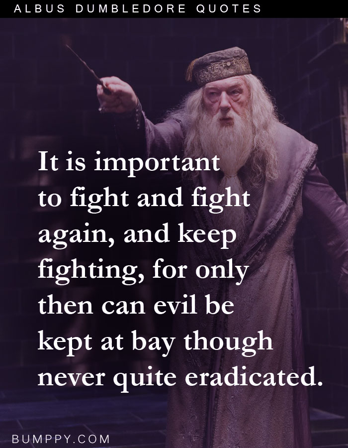 It is important to fight and fight again, and keep fighting, for only then can evil be kept at bay though never quite eradicated.