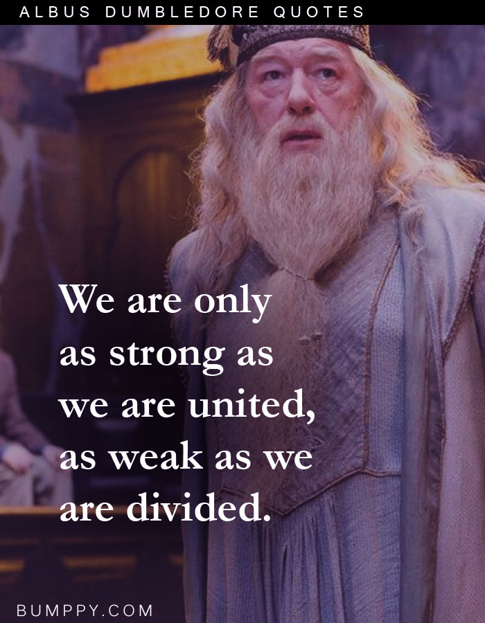 We are only  as strong as  we are united, as weak as we are divided.