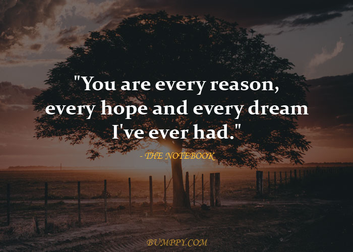 "You are every reason, every hope and every dream I've ever had."