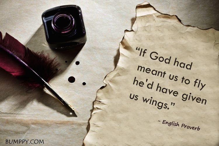 “If God had    meant us to fly    he'd have given    us wings.”